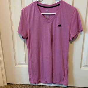 Adidas Heathered Pink V-Neck Tee